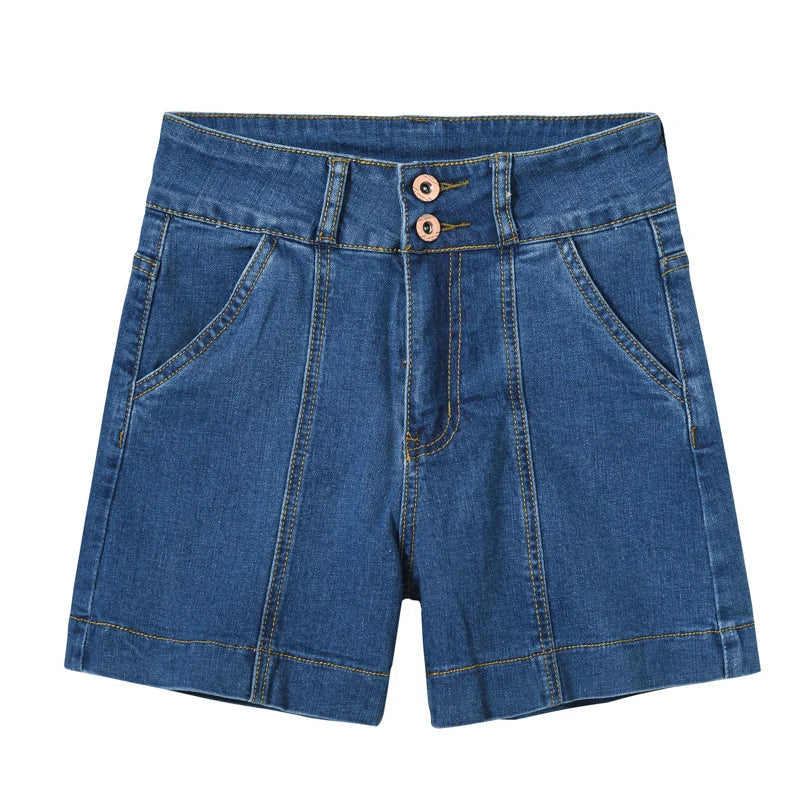 New Summer High Waist Wide Leg Denim Shorts Straight Short Jeans Variety Pants Korean