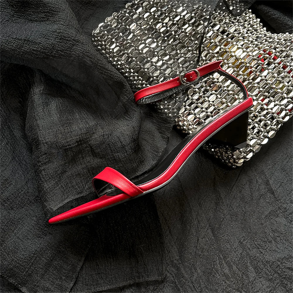 Leopard Sandals Leather Kitten High Heels Pointed Toe Party Wedding Shoes Woman Buckles Prom Summer Pumps