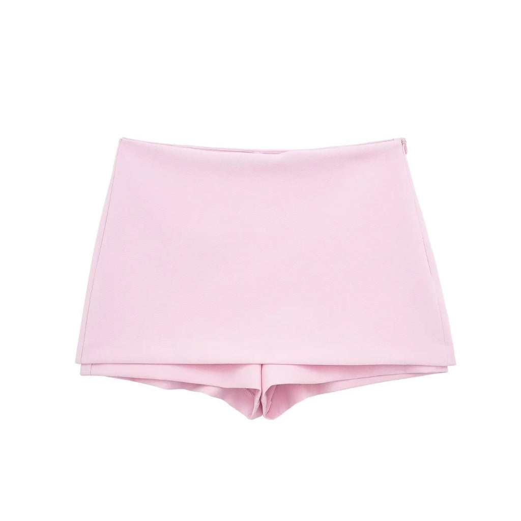 2 Piece Set Halter Tank Tops Sleeveless Slim Cropped Top Female High Waist Mini Skirts Shorts