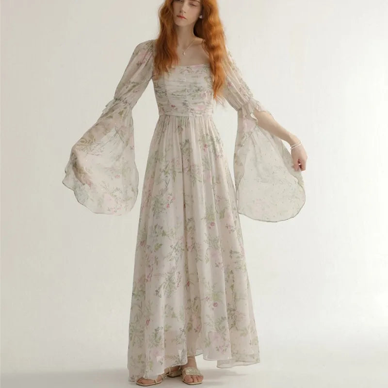 French Princess Long Dresses Autumn New A-line Evening Party Dress One Piece Vestidos Mujer
