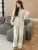 ’s Knitted 2-piece Set Tracksuit Autumn Winter O-neck Pullover Sweater Wide Leg Pants Harajuku Warm Suit New