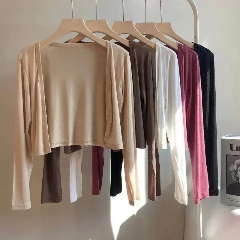 Thin Cardigan Long Sleeves Shirt Sun Protection Clothing Loose Air-conditioned Cover Up Front-open Tops