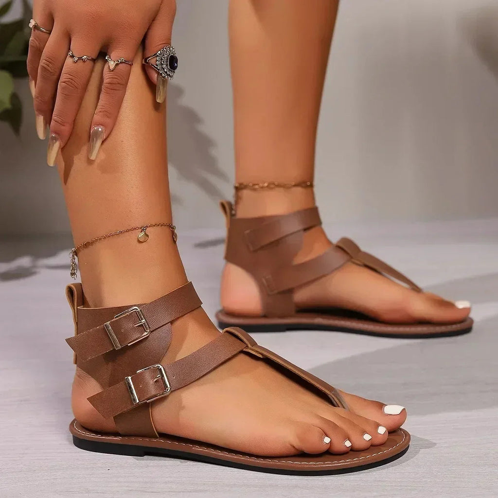Sandals Summer New French Fairy Style Thick Soled Mid Heel Fashionable Roman Shoes