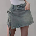 Fake 2 Pieces Shorts Mujer Bandage Korean Pants Spring Summer Simple Pantalones Cortos