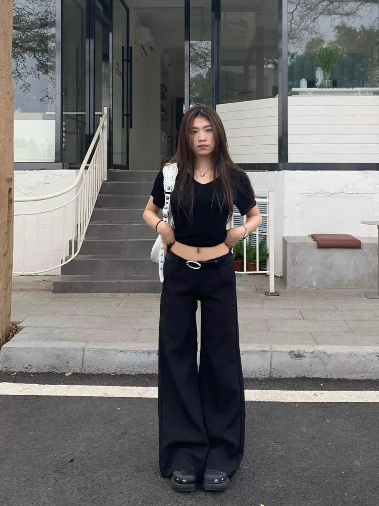 Y2k Wide Leg Pants American Retro Female Grunge Loose Trousers Summer