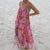 Loose Printed V-neck Sling Dresses Retro Printing Sleeveless Backless Long Dress Female Spring Street Beach Holiday