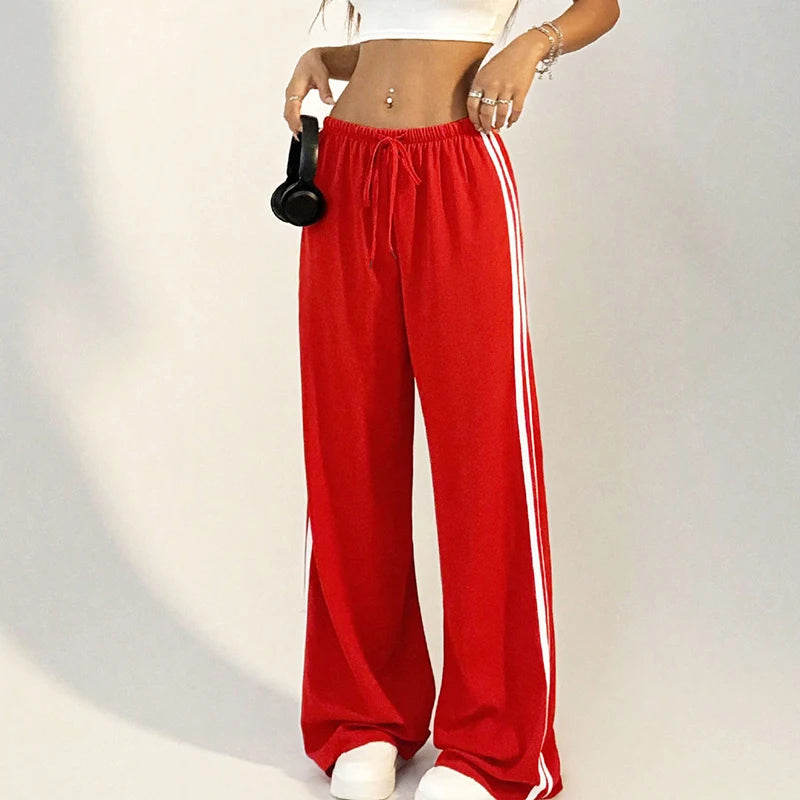 New Striped Pants Summer Basic Straight Slim Trousers Female Simple Versatile Pants