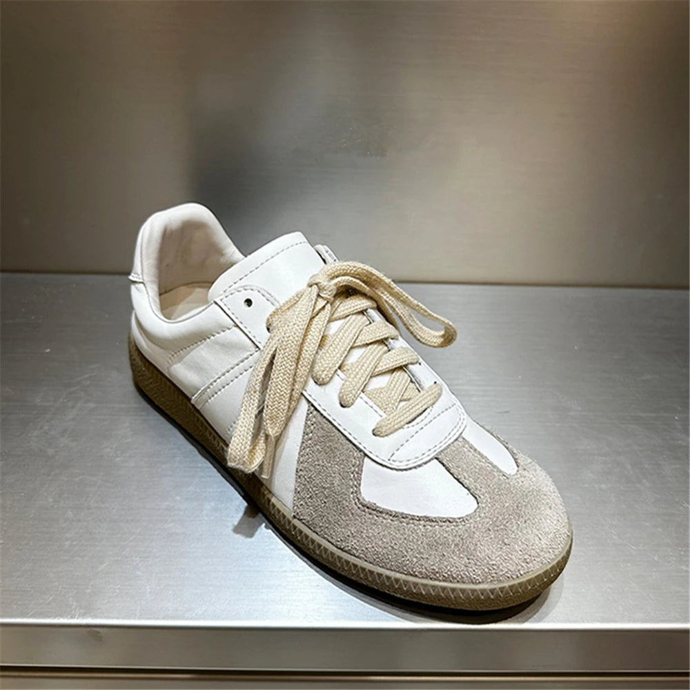 New Genuine Leather Sneakers Crosstied Comfort Flats Shoes Woman Sport Shoes Female Sneakers