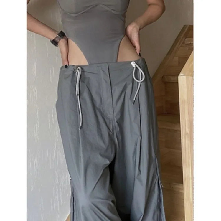 Grey Strapless Camisole Jumpsuit for American Slim Fit Tank Top Summer New High Waist Vests Mujer