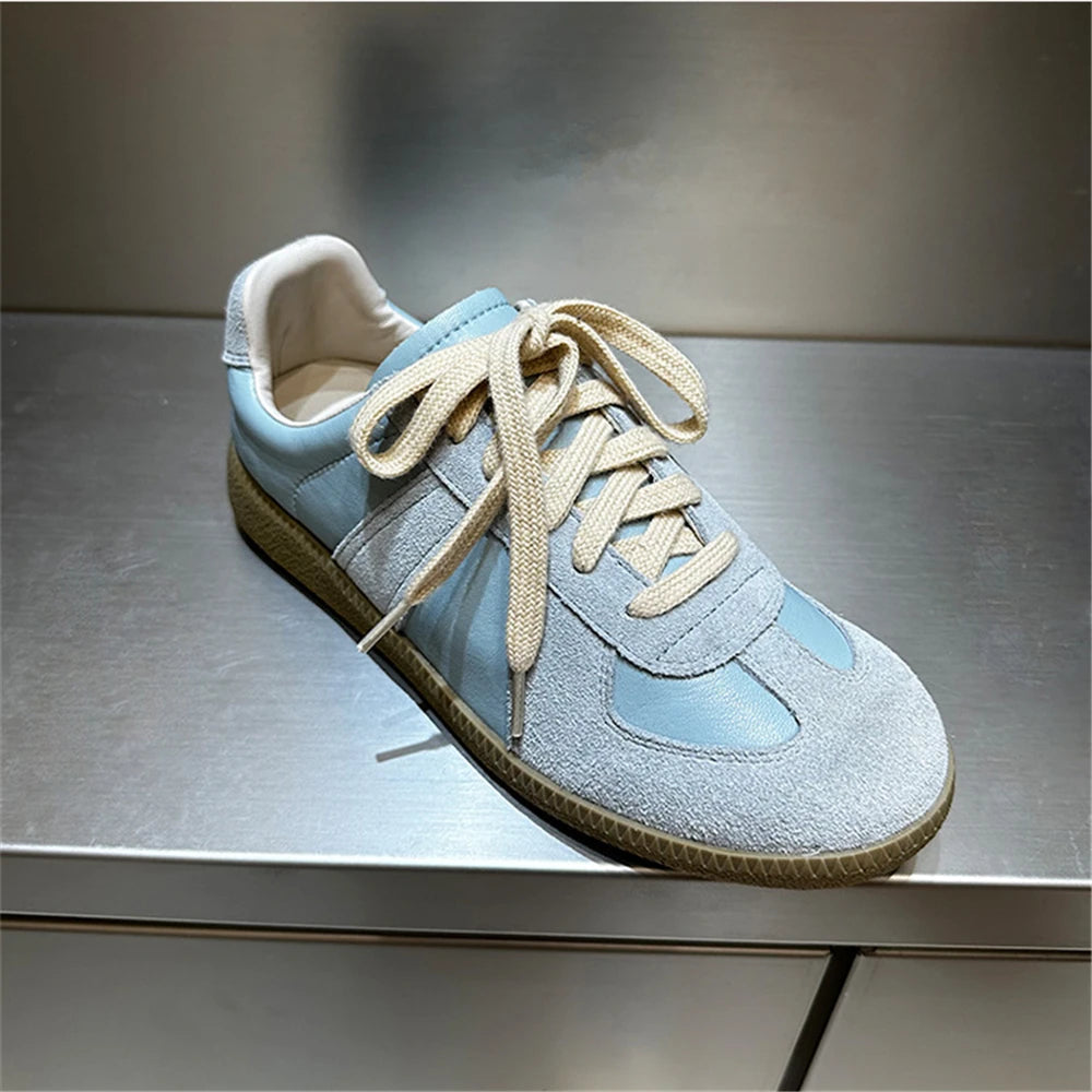 New Genuine Leather Sneakers Crosstied Comfort Flats Shoes Woman Sport Shoes Female Sneakers