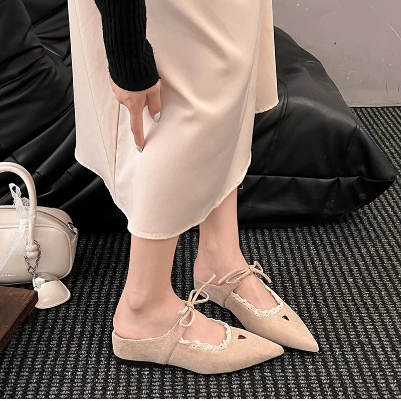 Designer Summer Pointed Toe Mules Slippers Dress Street Style Slip on Shoes