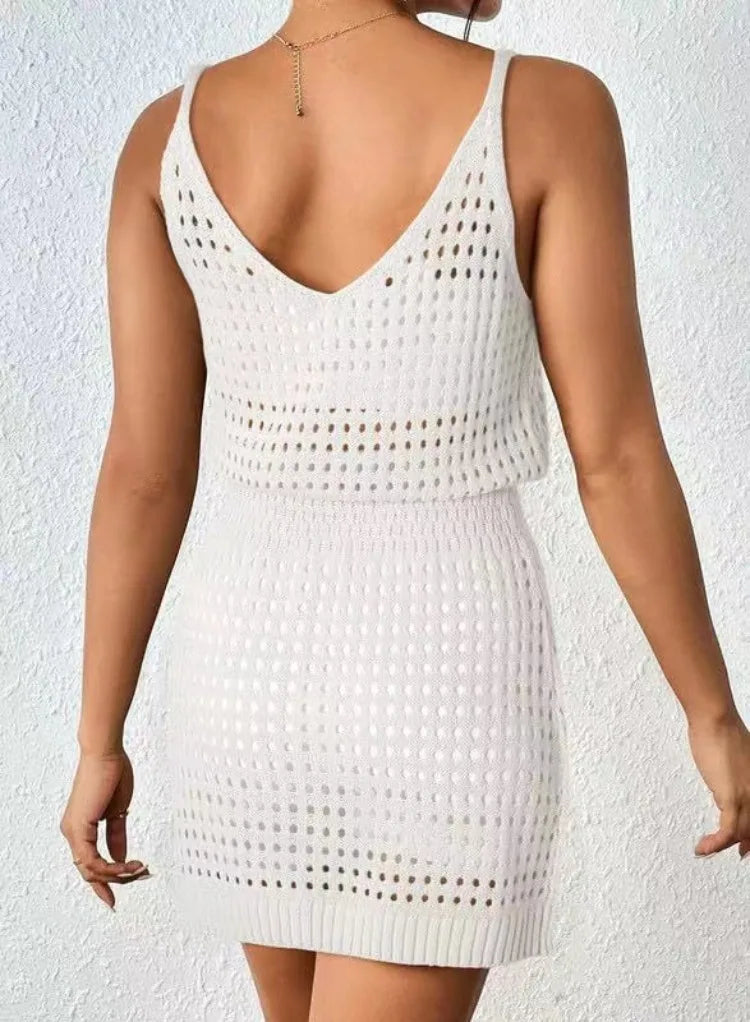 Cover Up Swimwear Romper Dress Summer Crochet Hollow Out Knitted Beach Bathing Suit Simple Comfy Outfits for