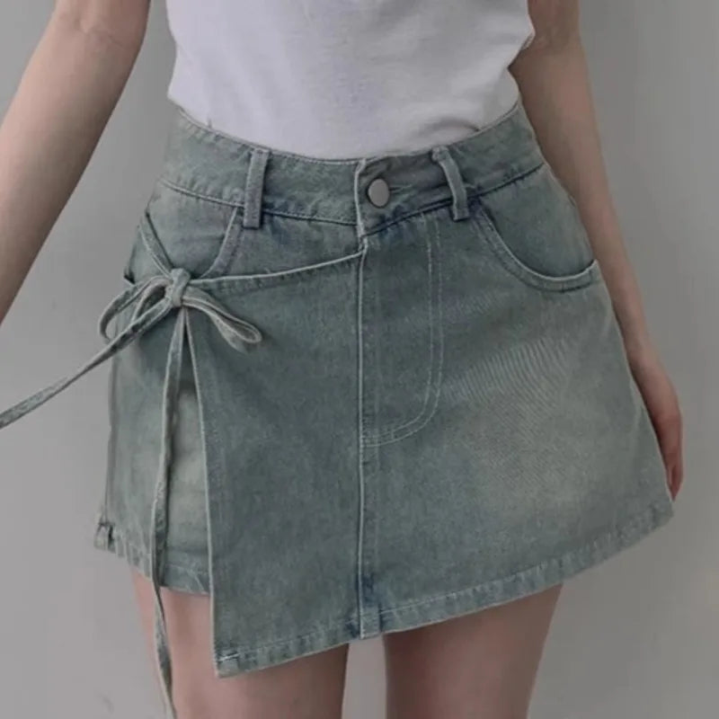 Fake 2 Pieces Shorts Mujer Bandage Korean Pants Spring Summer Simple Pantalones Cortos