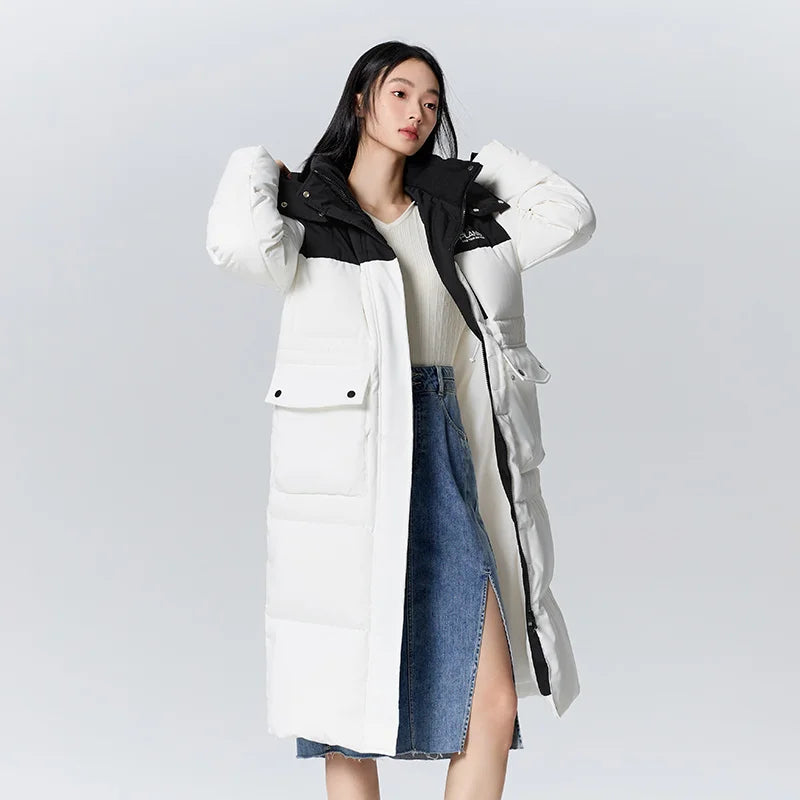 Down Jacket Long Hooded Outdoor Winter New Letter Three-proof Thick Coat Heat Storage