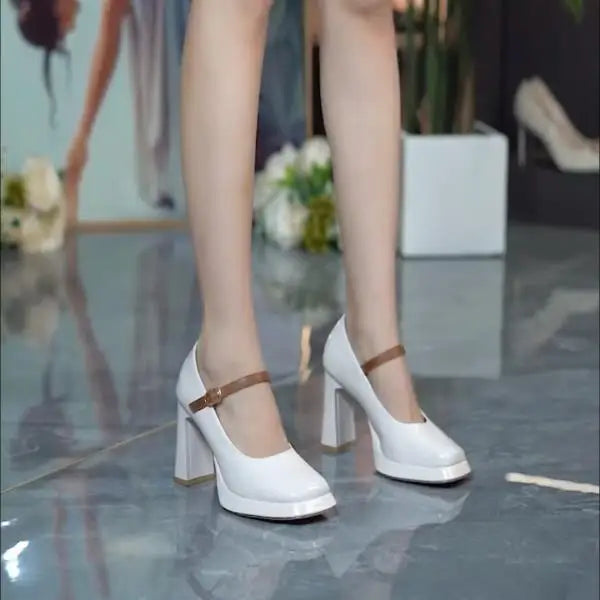 Shoes Spring Pumps Latest Mary Jane Basketball Platform Chunky Sandals Heels Footwear New Lolita Thick Block C