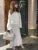 Loose Sweater Suit Female V-neck Knit Pollover Top Long Skirt High Waist Autumn Winter Skirt 2 Piece Set