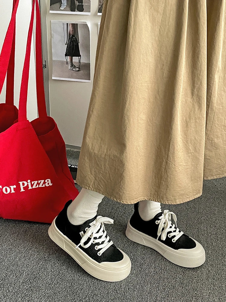 Shoes Platform Female Sneakers Black Flats Soft Clogs New Espadrille Retro Summer Fabric Leisure Canvas Flat Blac