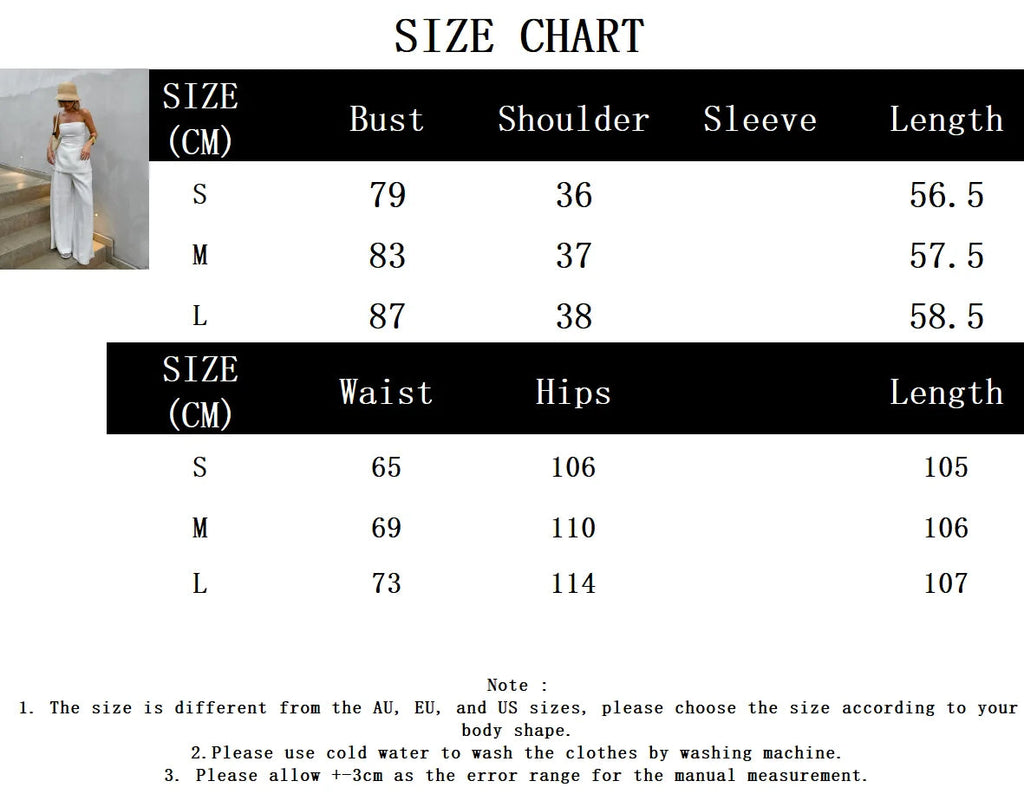 White Simple Wide Leg Pants Sets Summer New Off Shoulder Sleeveless Tube Tops Pants 2 Piece Set