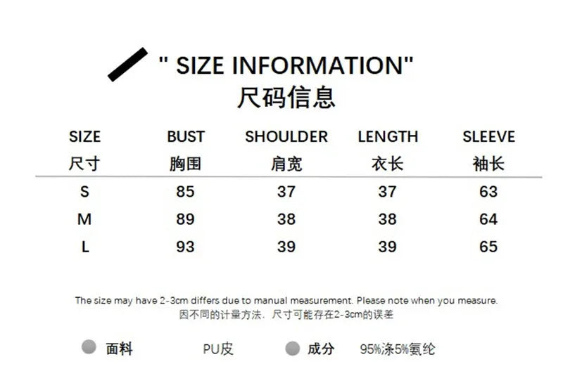 Punk Style Buckles Black Pu Leather Jacket Spring Autumn Smock Cropped Coat Cardigan Outfits