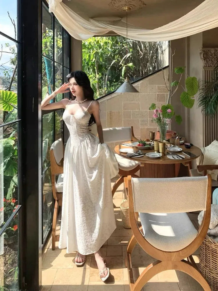 Twopiece Dress Set White Lace Corset Maxi Dress With Long Sleeve Cover Up Fairycore Look