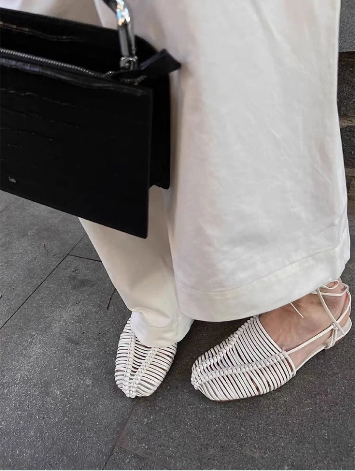 Woven Hollow Strap Sandals Roman Sandals Summer Flat Toe Comfortable Woven Sandals Holiday Party Shoes