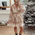 Deep Vneck Layer Christmas Dress Spring Glitter Sequins Shiny Party Dress Autumn Long Sleeve Tunic Aline Mini Dress