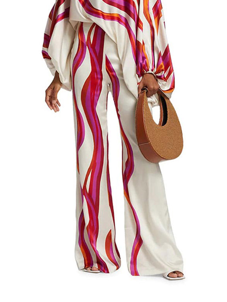 Abstract Waves Two-piece Set - Fuschia