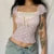2000s Retro Cottage Milkmaid Crop Tops Fairycore Kawaii Short Sleeve Tees Y2k Aesthetic Preppy T-shirts