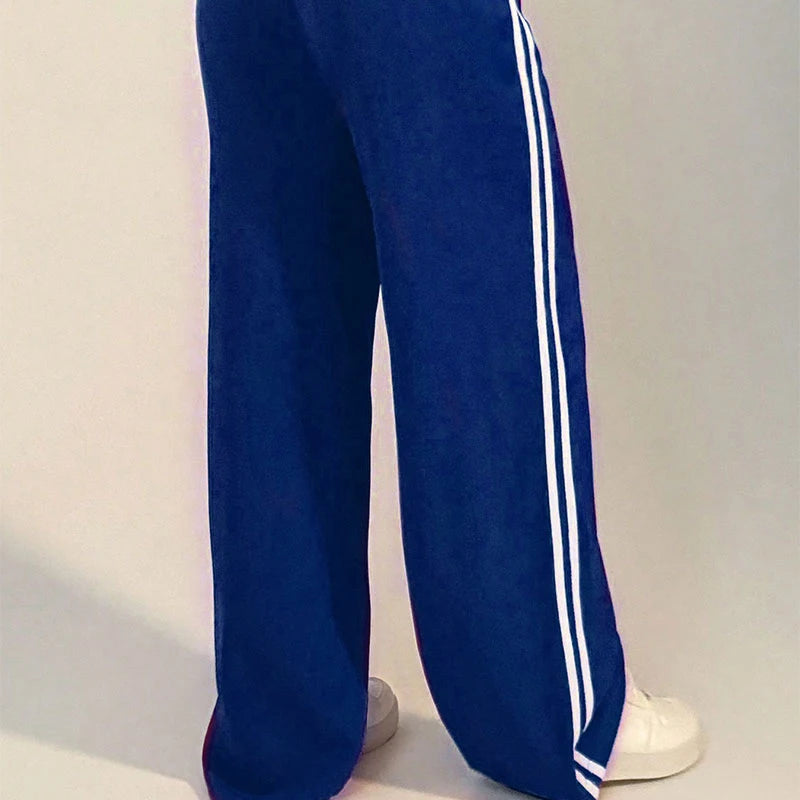 New Striped Pants Summer Basic Straight Slim Trousers Female Simple Versatile Pants