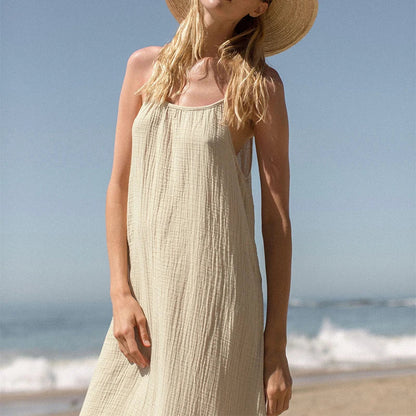 Spaghetti Strap Cotton Midi Dress