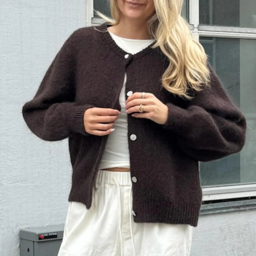 Basic Cardigans Front Button Up Long Sleeve Knitwear Y2k Color Soft Knitted Sweater Tops Outerwear