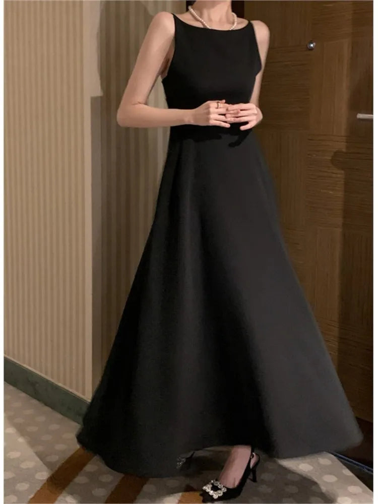 Long Dresses for Wedding Evening Party Dress Sleeveless A-line Summer Korean One Piece Vestido Mujer