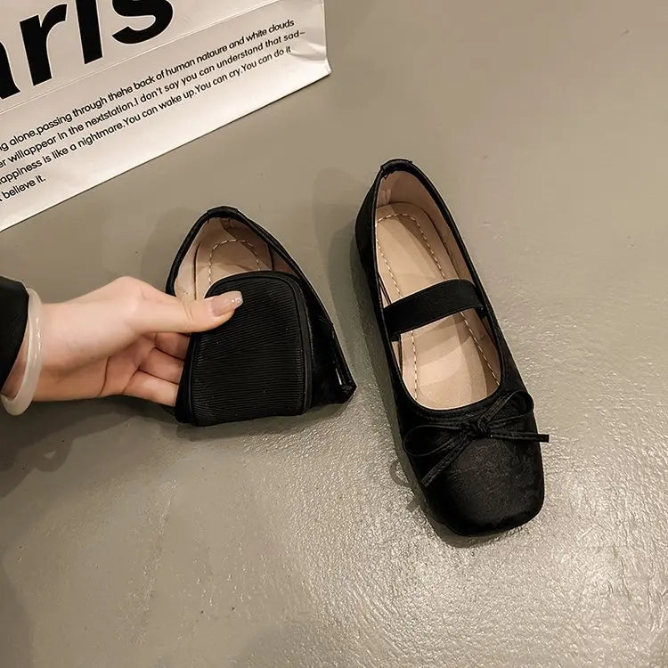 Ballerina Shoes Spring Autumn Comfort Nonslip Loafers Leather Flats Bowknot Mary Janes Shoes for