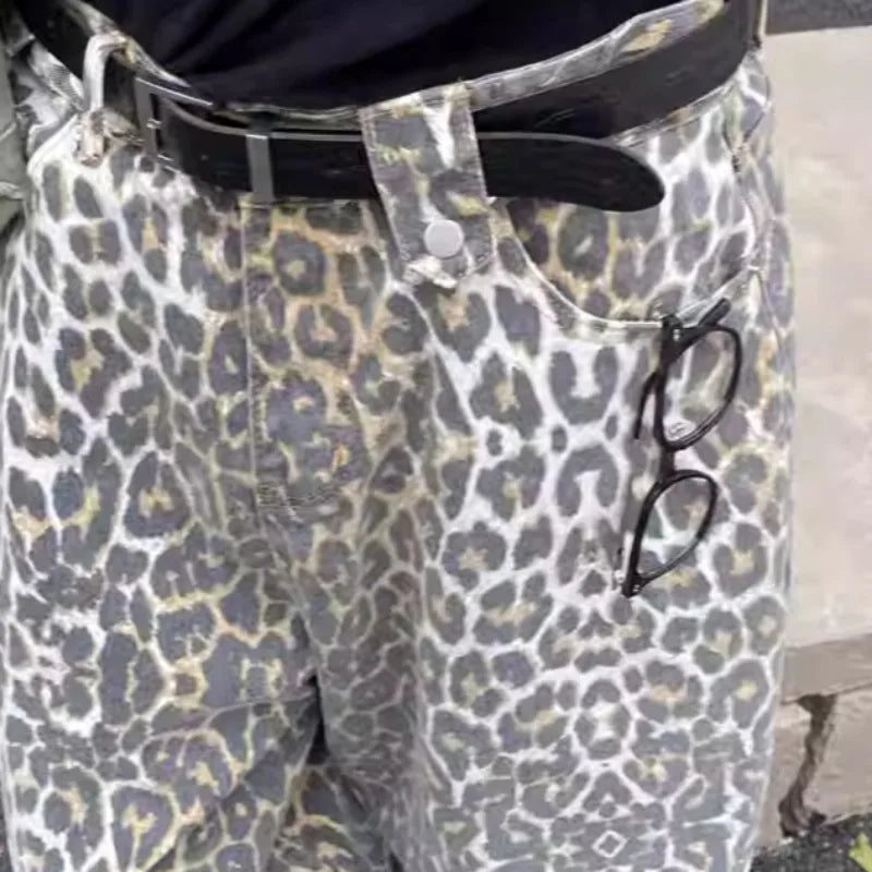 Y2k Clothes Calflength Pants Leopard Spring Summer Loose Pantalones De Mujer Trousers