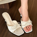 Bow Slippers High Heels Shoes Sandals New Beach Dress Slides Pumps Designer Cozy Female Flip Flops