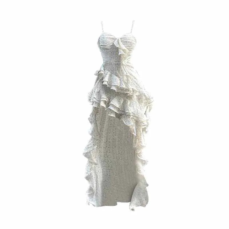 Irregular Suspender Dress Holiday Dress Summer New Formal Highend Female Evening Korean Long Dresses.