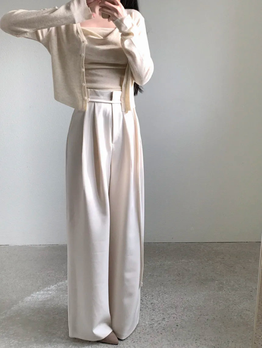 Drop Feeling Wide Leg Suit Pants Spring New High Waist Slimming Versatile Straight Leg Long Trousers