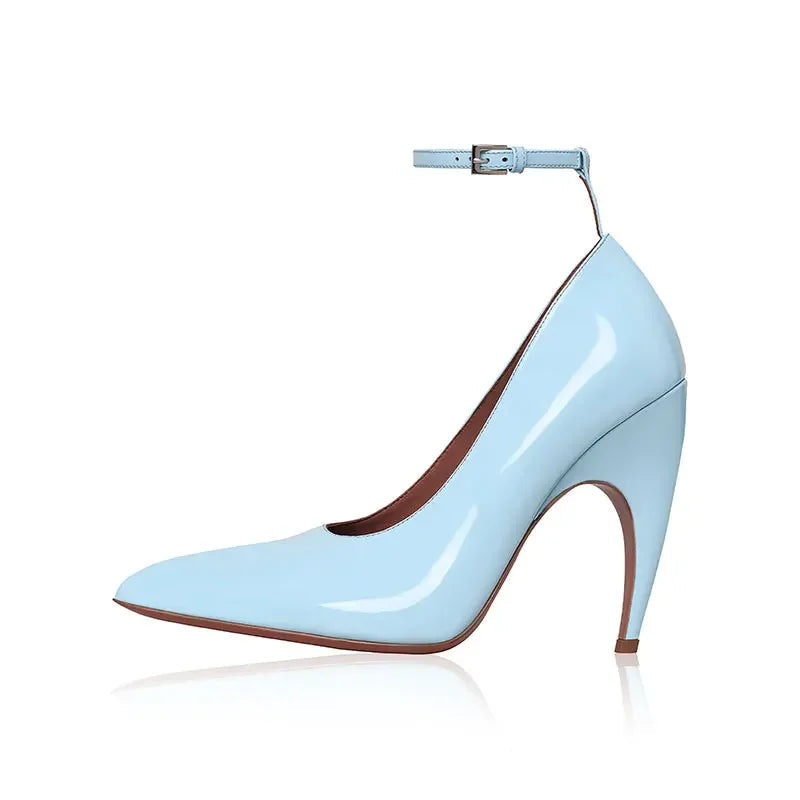 European and American Metal Buckle Slim High Heel Muller Fish Mouth Sandals Pointed Nightclub Runway Shoes