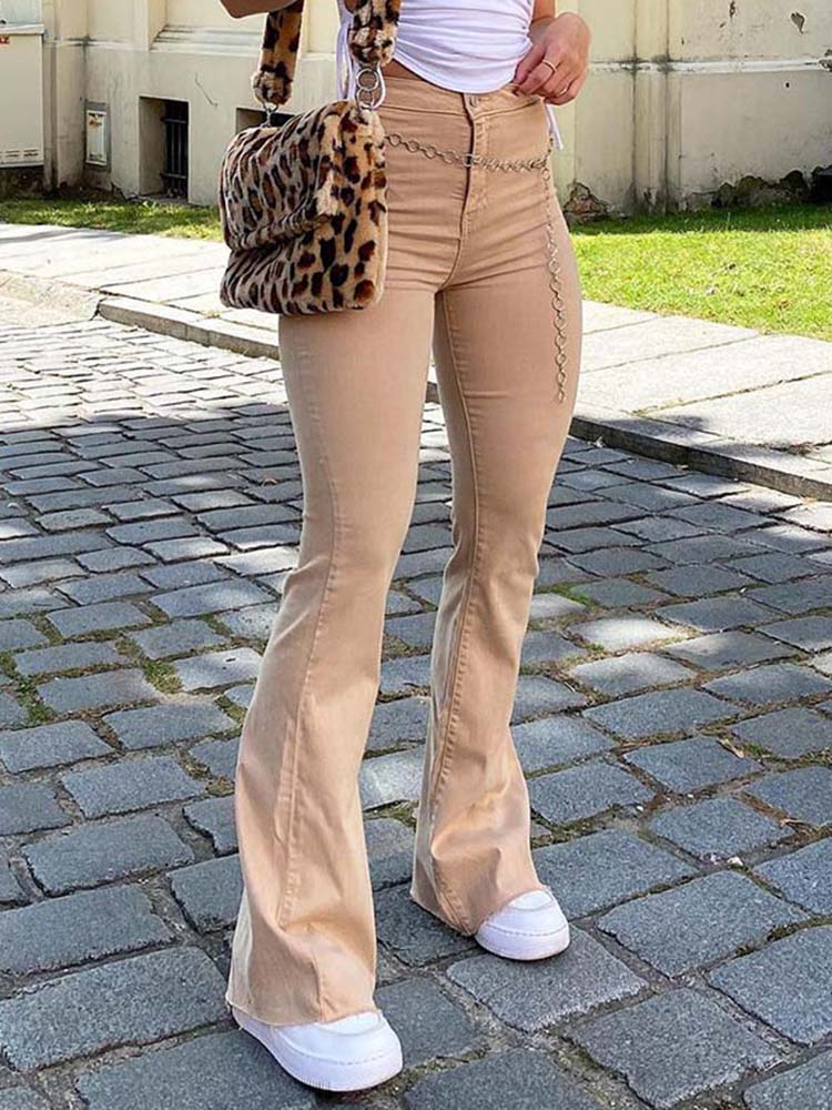 Y2k New Brown Jeans High Waist Wide Leg Pants Trousers Comfort Denim Mom Pants