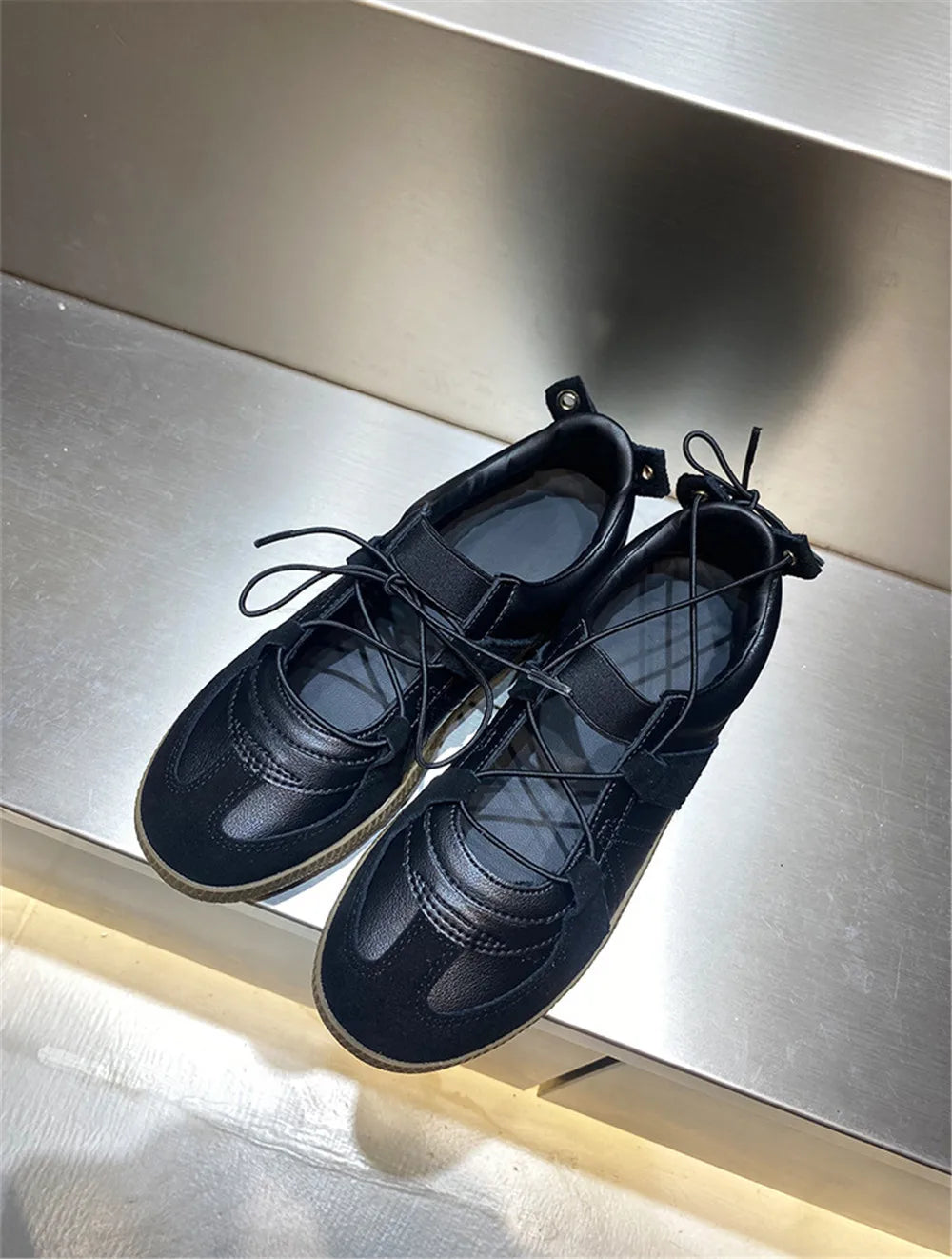 Genuine Leather Sneakers for Breathable Soft Round Toe Shoes Woman Sport Flats Sneakers