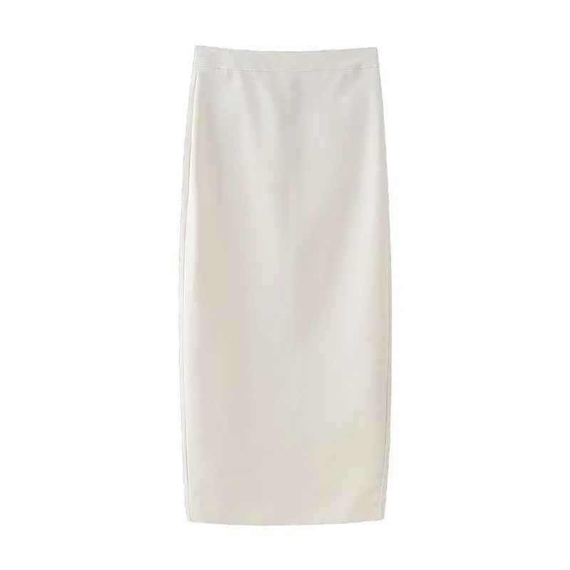 Summer Suit Woman Sleeveless Tank Top Causal Laceup Cropped Vest Female High Waist Slit Pencil Long Skirts