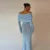 Beach Knitted Off the Shoulder Long Dress Slim Flare Sleeve Hollow Out Maxi Dresses Summer Lady Hip Package Robes