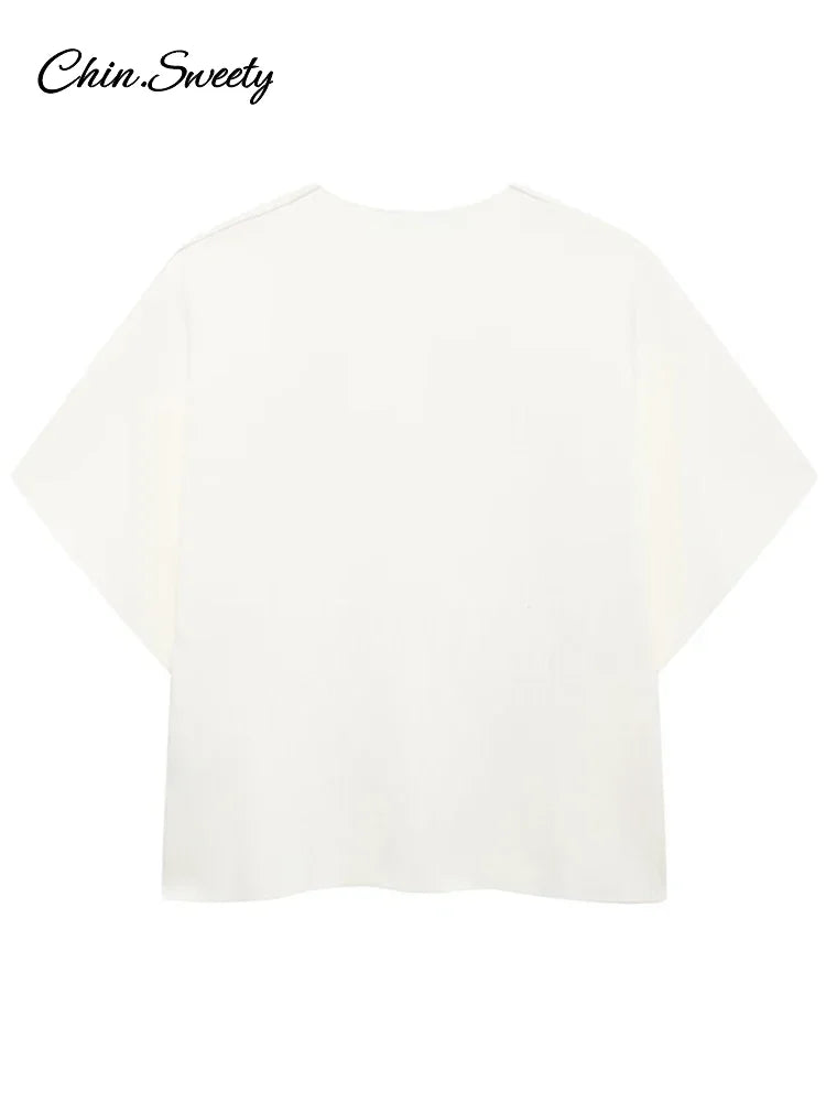 Knitted Vest Top for Short Sleeve V-neck Buttons Loose White Waistcoat Cardigan Female Autumn New in Outwears