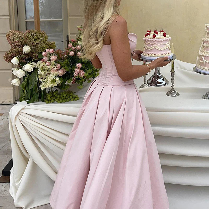 Multi Color Slim Long Dresses V Neck Wrap Chest Waist Party Dress Hollow Off Shoulder Pleated Dress