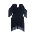 New Tassel Bandage Dress V Neck Off Shoulder Bodycon Nightclub Celebrity Female Party Mini Dresses