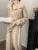 Autumn Winter ’s Knitted 2-piece Set Lapel Pullover Sweater Long Pants Korean Female Clothing Knitwear New