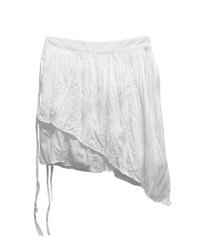 Summer Korean Retro High Street Low Waist Irregular Pleated Lace Up Short Skirt Skirt