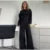 ’s 2-piece Pants Sets Long Sleeve O-neck Sweatshirts Wide Leg Pleated Trousers Autumn Lady Lazy Tracksuit