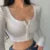 ’s V-neck Tank Tops T-shirt Short Sleeve Color Button Crop Top Clubwear Top Summer Slim Short T-shirt for