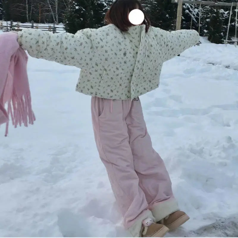 Winter New Pants Diamond Lattice Loose Patchwork Warm Waterproof Cotton Pants Student Pantalones De Mujer